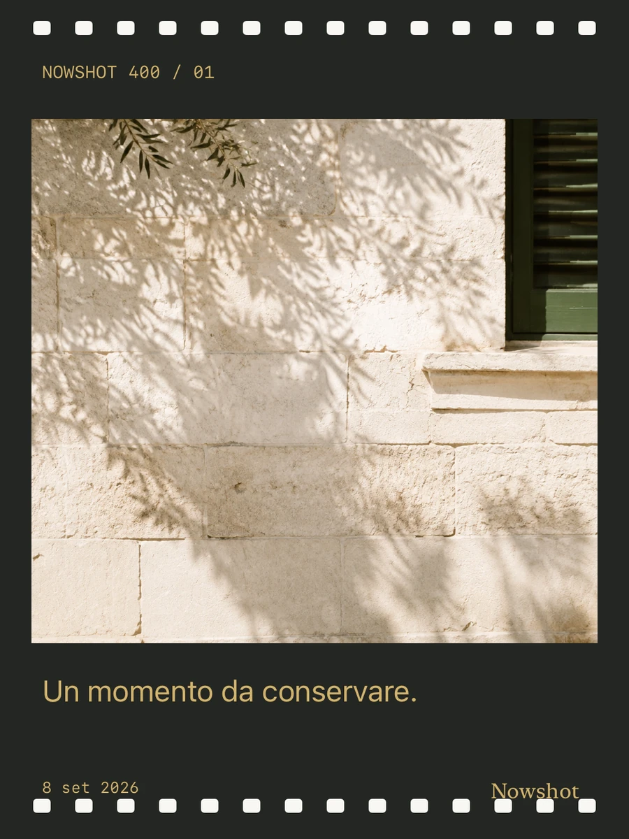 Una foto di ombre di alberi in una cornice di pellicola scura, realizzata con Nowshot