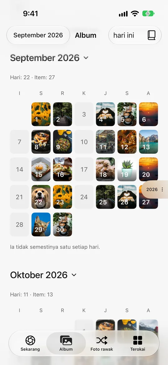 Kalendar foto: hampir setiap hari bulan lalu ada foto